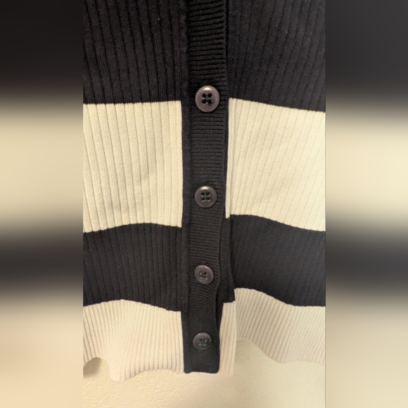 Maeve Anthropologie Striped Slim Rib Navy and White Cardigan - Picture 8 of 9